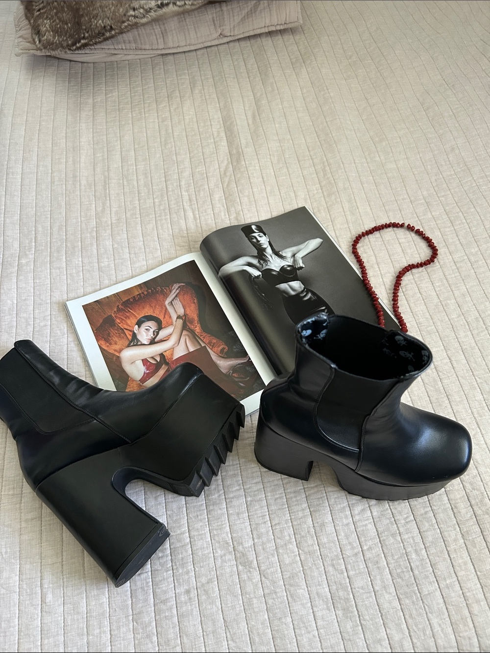 Dolls kill Lamoda black faux leather platform goth punk rave party heels 6
